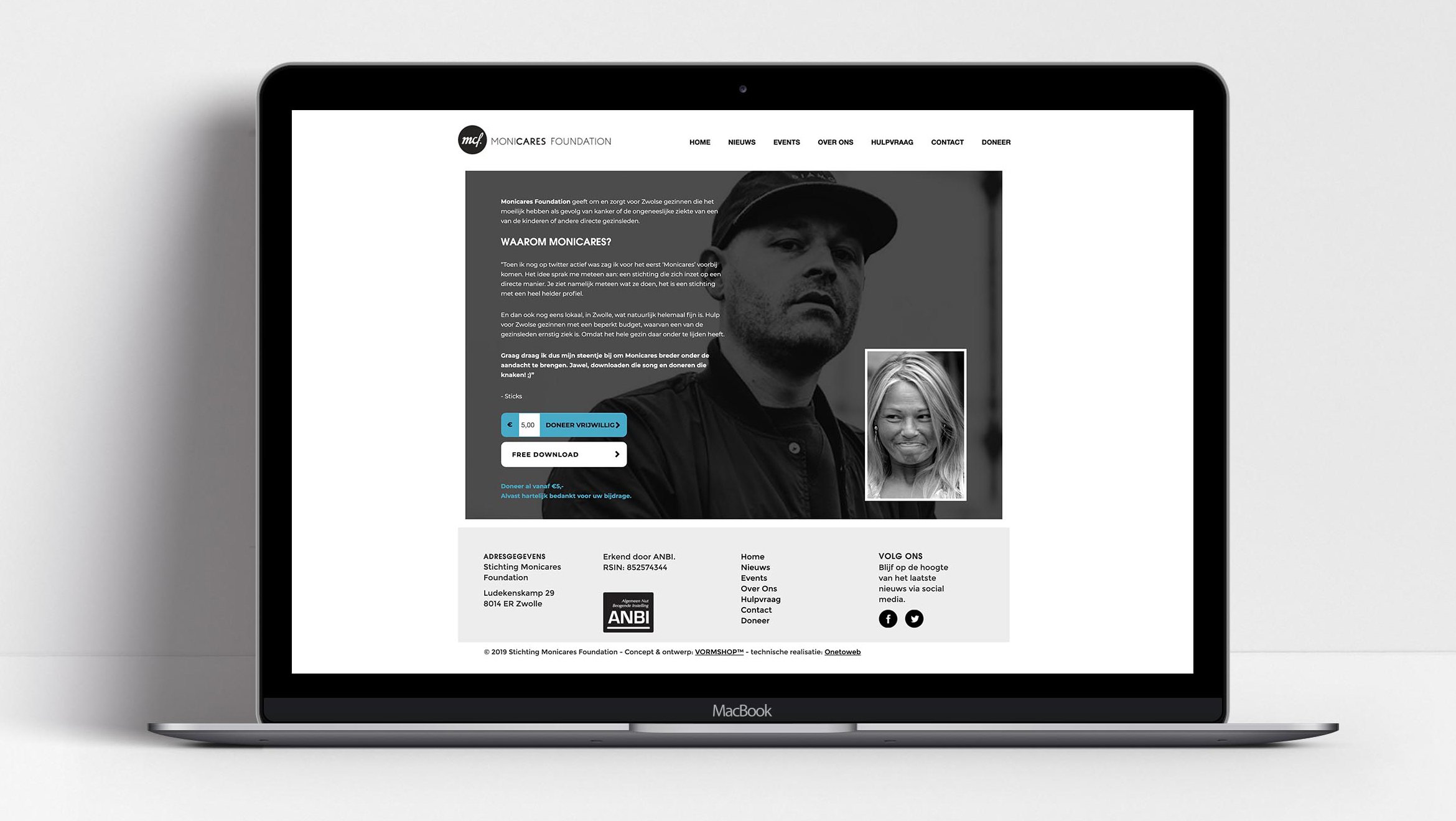 Ontwerp website stichting monicares Sticks