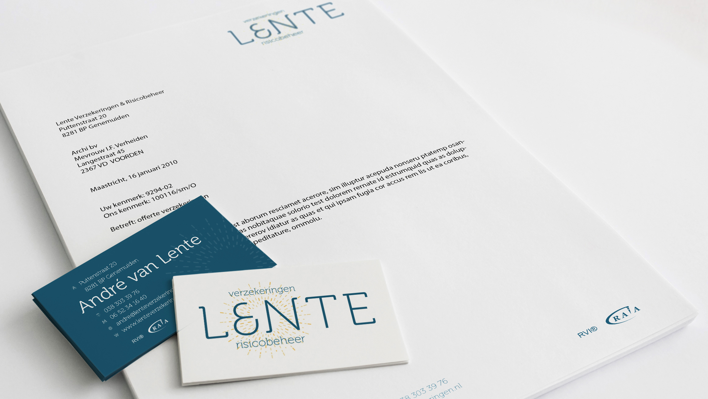briefpapier en visitekaartje Lente verzekering